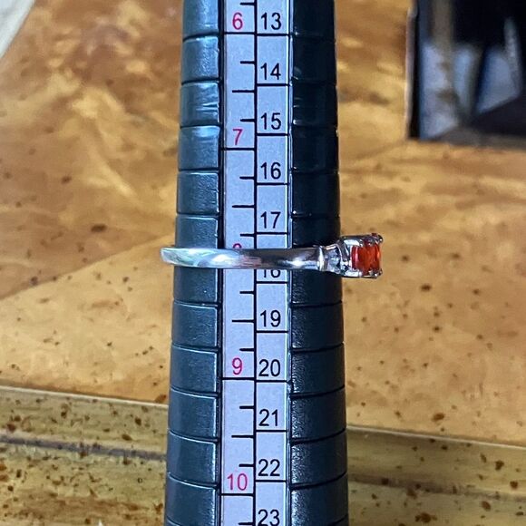 Natural Fire Opal Sterling Silver Ring Size 8 - Picture 8 of 9